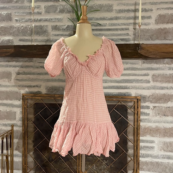 LoveShackFancy pink cotton checked dress - Picture 1 of 6